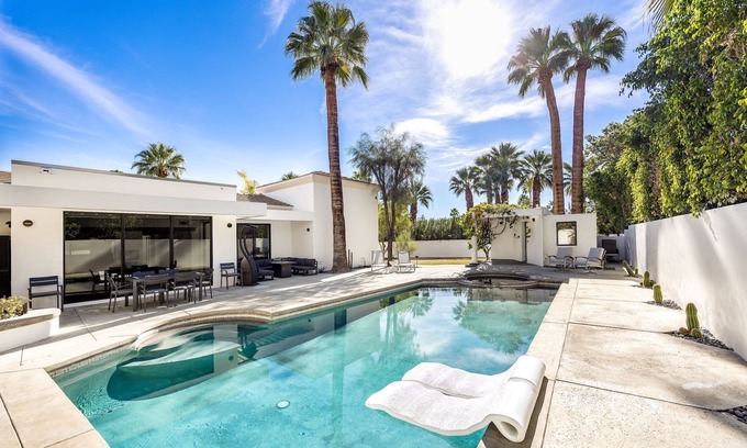 Old Las Palmas House | Modern Home with Heated Pool and Hot Tub! Dog Friendly! Firepit! Grill!