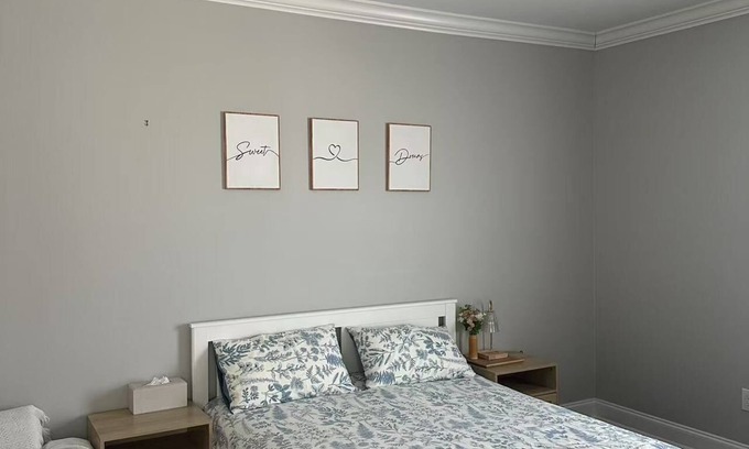 Hicksville Apartment | Modern Masters Bedroom with Cozy Vibes