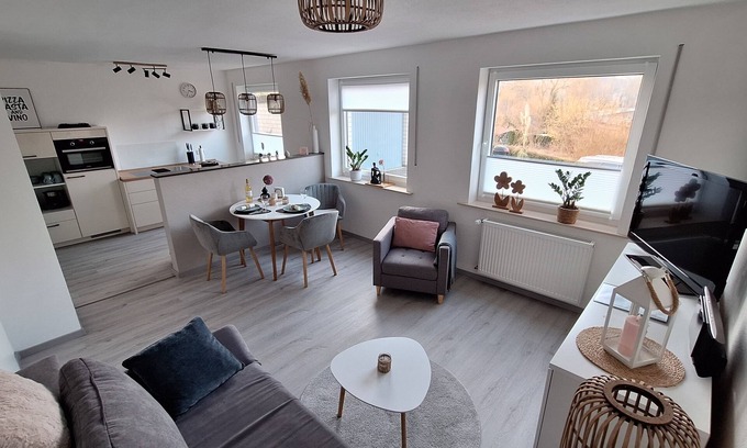 Warburg Apartment | Modern vacation apartment "Diemelaue" located on the Diemel, own garden seating area