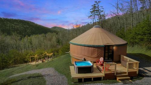 Wardensville House | Modern Yurt w River Access, Hot Tub, WiFi & Grill