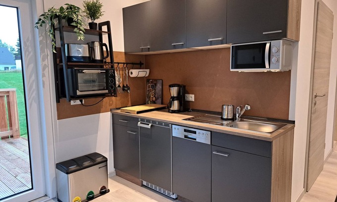 Nagel Apartment | Modulhaus, 45 qm, 1 Schlafzimmer, Badezimmer mit Dusche und WC, Max. 4 Personen