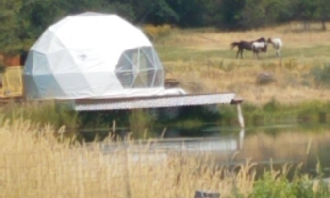 Florence Cabin | Montana Mountain Memories Geodome 20ft Glamping & Fish Pond