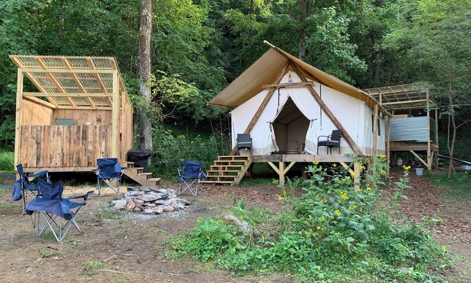 Moravian Falls RV Rental | Mountaintop Glamping Tent at Growing Faith Farms