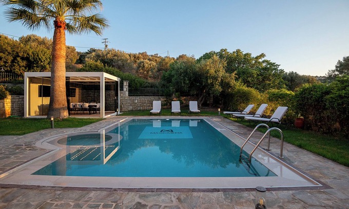 Xiro Chorio Villa | New Family Villas with 2 Private Pools, Game Rooms, and Basketball Court