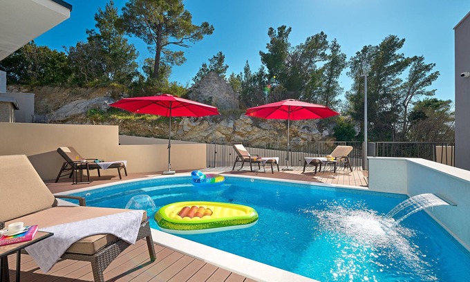 Strozanac Villa | NEW!! Villa Viginti 18 w/Heated Pool + Jacuzzi w/Sea View