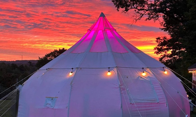 Athens RV Rental | Northwoods Glamping Tent with WiFI, AC/Heat, Hot Tub, ATV and Snowmobile Access