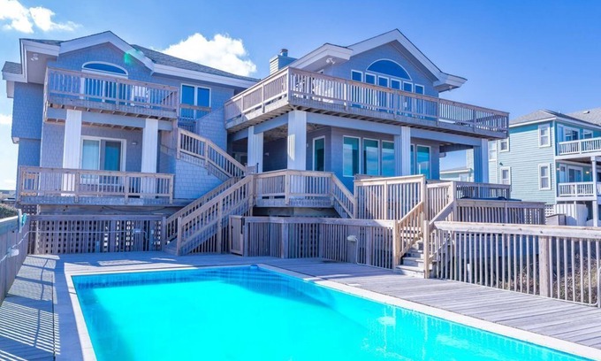 Ocean Hill House | Oceanfront Estate, Corolla, 7 Bedrooms, Heated Pool, Hot tub with oceanview, Lig