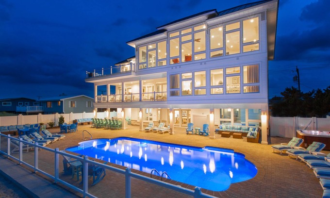 Sandbridge House | Oceanfront home with regulation pickleball, indoor/outdoor pool, hot tub & gym