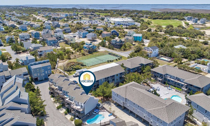 Ocean Sands Condo | Oceanside condo with pool, tennis, 2 balconies, central AC, & washer/dryer
