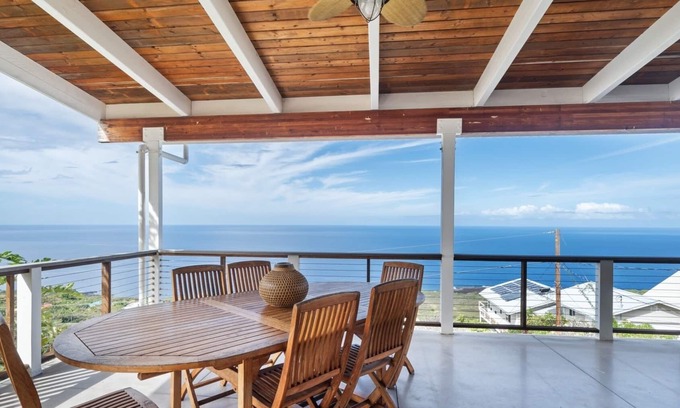 Kona Paradise House | Panoramic Coastline Views In a Creative Tri Level Home