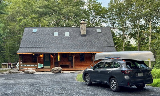 Dingmans Ferry Cabin | Peaceful Cabin - 10 Acres - Wildlife - Hot Tub - Huge Fireplace - Protected Land