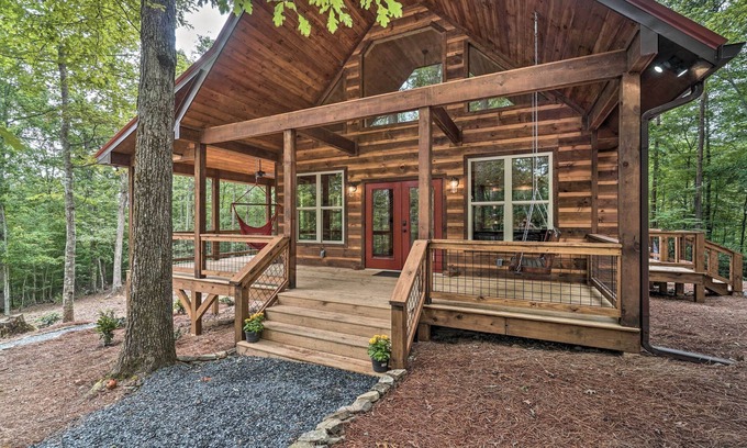 Morganton Cabin | Peaceful Cabin on 3 Private Acres: Deck & Fire Pit