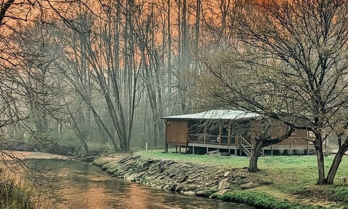 Mineral Bluff Cabin | Pet Friendly Creekside Cabin w/Hot Tub & Fire Pit!