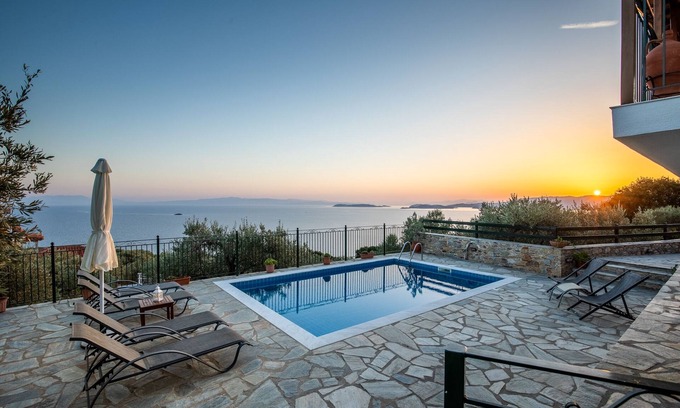 Glossa Villa | Pool Villa -Anastasia-sea views,sunset,wifi,near the village & the port
