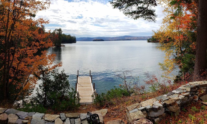 Fort Ann House | Private 6 acre waterfront estate on Lake George with protected sandy bay.