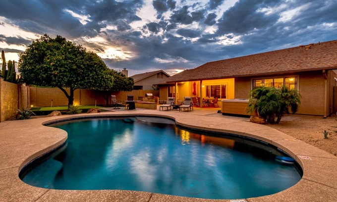 Westbrook Village House | Private backyard, & heated pool . Enjoy Spring Training, Football, PGA & Nascar