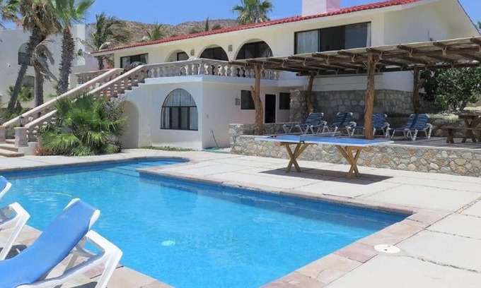 Pescadero House | Private beachfront pool, airy & open living area leading to an outdoor oasis