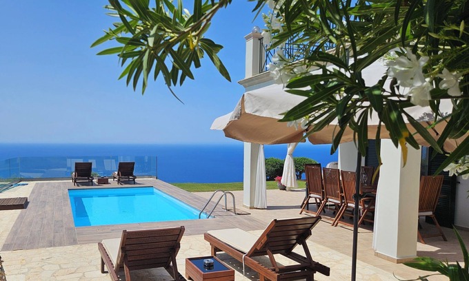 Sinarades Villa | Private hillside villa with heated pool and magnificent views over Ionian Sea