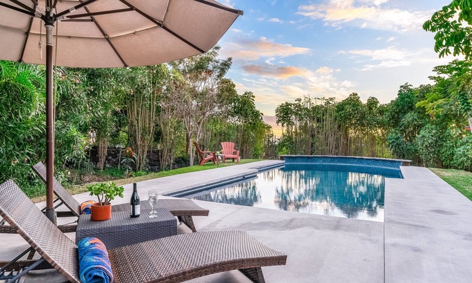 Kona Palisades House | Private ocean view home with dream pool, rooftop deck, vaulted ceilings