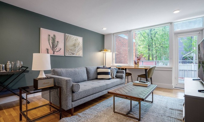 Mid-Cambridge Apartment | Rad Harvard Sq 1BR w/Balcony, near Shops & Campus, by Blueground