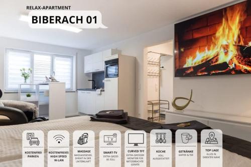 Bergerhausen Apartment | RelaxApartment 1 Massagesessel SmartTV Küche