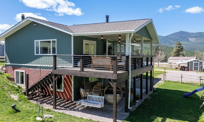 Evaro House | Relaxing Creekside House: Creek, Hot Tub, & Yard Games