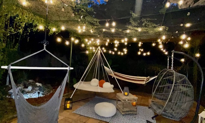 Managua House | Rustic Cottage Style w/Relaxing Suspended Hangout Pods! Tranquil water sounds.