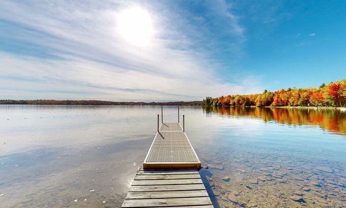 Dexter Cabin | Rustic, lakefront cabin with floating dock, firepit & fireplace - dog-friendly