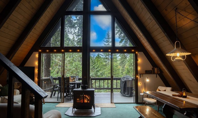 Camp Connell Cabin | Rustic Lofted A-frame+Spacious Deck+Great Views+Central Heat+Wood Stove