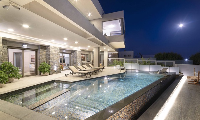 Koutsouras Villa | Sea-front luxury contemporary villa with infinity pool & spa, 10 bedrooms
