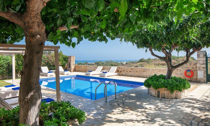 Asprouliani Villa | Seafront Private Villa, 350m Away From Organised Sandy Beach & Living Area