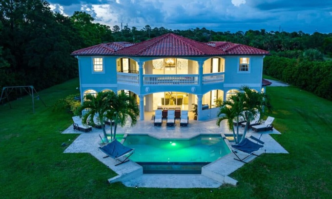 Palm City House | Secluded 5000 SF Mansion Waterfront|Game Room|Pool
