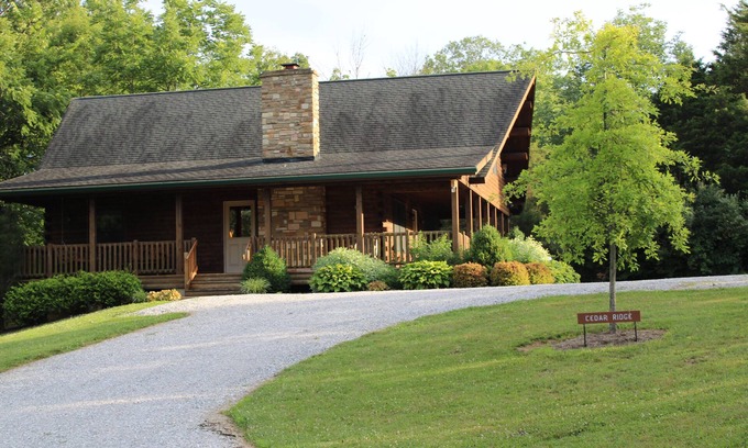 Brookville Cabin | Secluded Log Cabin getaway, with hot tub, and a beautiful view.