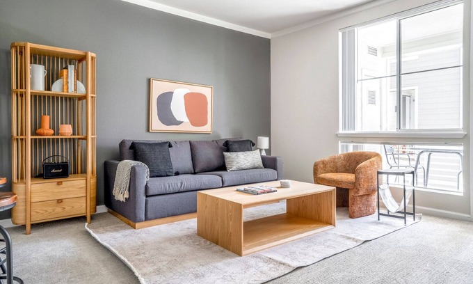 Central San Mateo Apartment | Serene Mountain View 1BR w/W/D, A/C & Lounge, nr Highways, by Blueground