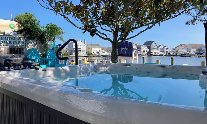 Seaside Heights Apartment | Shorely Perfect Waterfront very private XL 2ndFl Sky Villa + Jacuzzi Dock Kayaks