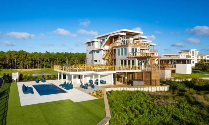 Salvo House | Simply the Finest - New Modern Waterfront Home w/Saltwater Pool