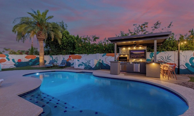 Raskin Estates House | Sonoran Soul: Luxe Scottsdale Retreat with Pool, Hot Tub & Game Room