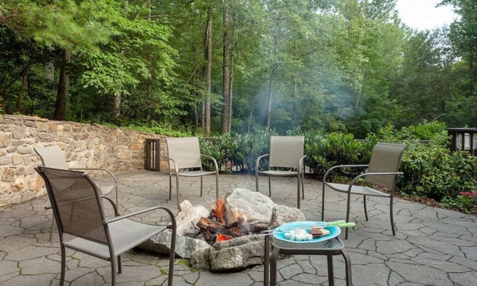 Asheville House | Spacious Lodge nestled in Private Wooded Acres: hot tub, firepit, llama & petting goats, trails, fresh eggs + 15 min to AVL