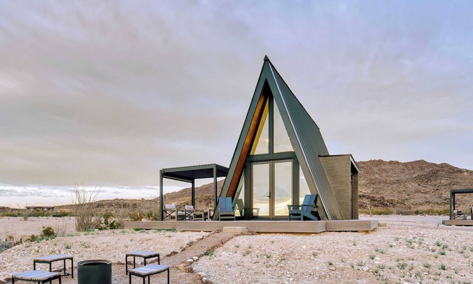 Study Butte-Terlingua Cabin | Stardust Big Bend Luxury A-Frame#3 with a fab view