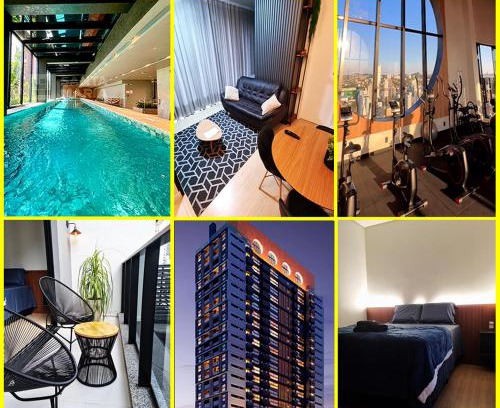 Centro Apartment | Studio 705 Premium no Centro de Chapecó com Varanda Piscina Academia e Vaga Garagem AP Completo