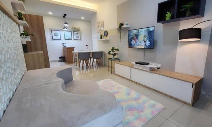 Taman Mount Austin Apartment | Studio with swimming pool access from the patio at Palazio Mount Austin IKEA AEON by GDRAGON HomeStay