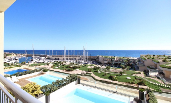 Paceville Apartment | Stunning Seafront Portomaso Apartment w/terraces