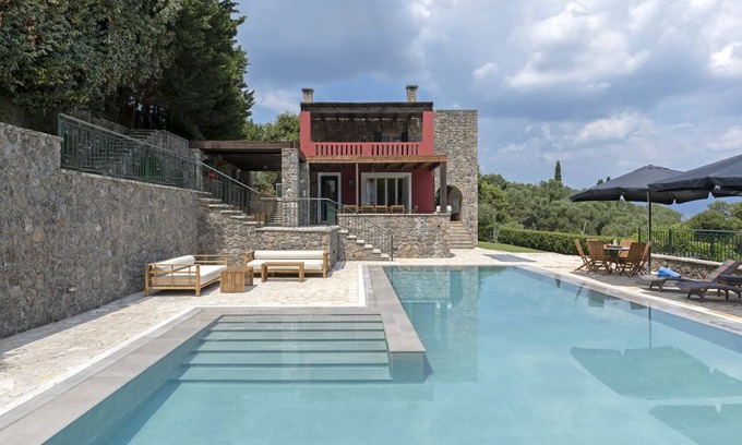 Vassilatika Villa | Stylish lux villa overlooking the sea, close to Corfu town, 6 en suite bedrooms