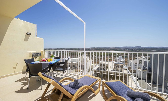 Mellieha Apartment | Summer Breeze Apartment with large Panoramic Terrace with country and seaviews