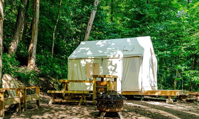 Ansted RV Rental | Tentrr State Park Site - WV Hawk's Nest State Park - Site F - Single Camp