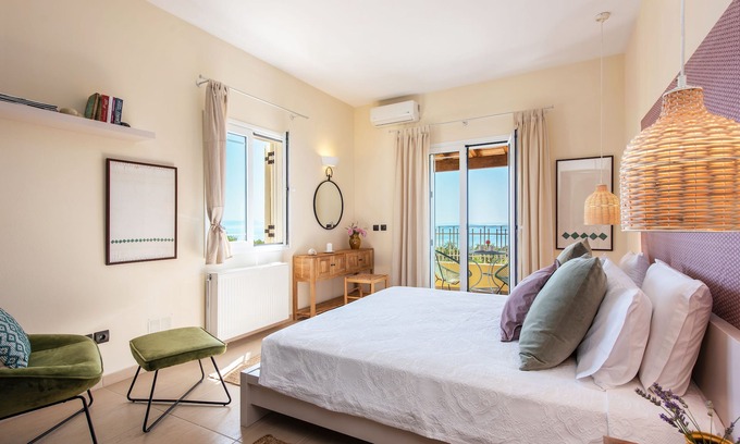 Spartylas House | Terra Rossa 2BD Holiday Home with Seaview - 3 km from Ipsos