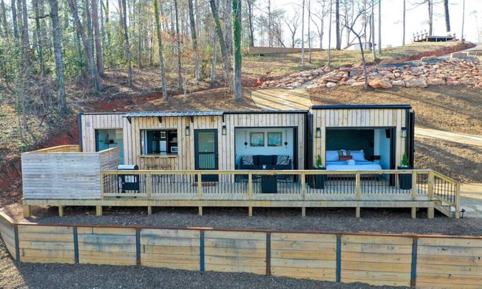 Greenville - Spartanburg Apartment | The Hive · Luxe Shipping Container w/King on Lakefront Farm