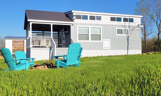 Okmulgee House | Tiny Grey with Loft: Twin Lakes Tiny Homes of Okmulgee