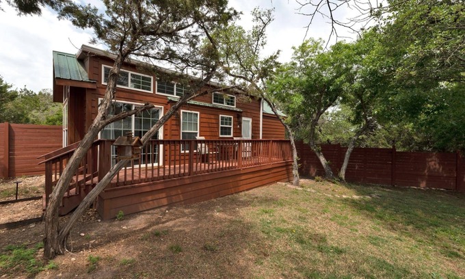 Austin Cabin | Tiny home cabin rentals on gated 2 acres and shared pool! Only 14mi to downtown!