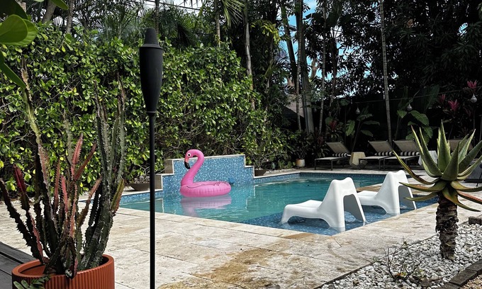 Miami Shores House | Tropical Oasis in Miami. Heated pool, firepit.